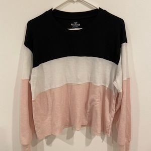 pink black and white long sleeve